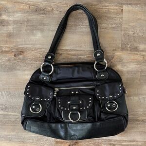 Kathy Van Zeeland Handbag - Black Studded Women's Purse - Y2K